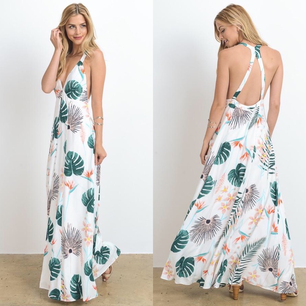 🎉HP🎉Tropical Palm Leaves Maxi Dress - Picture 4 of 6